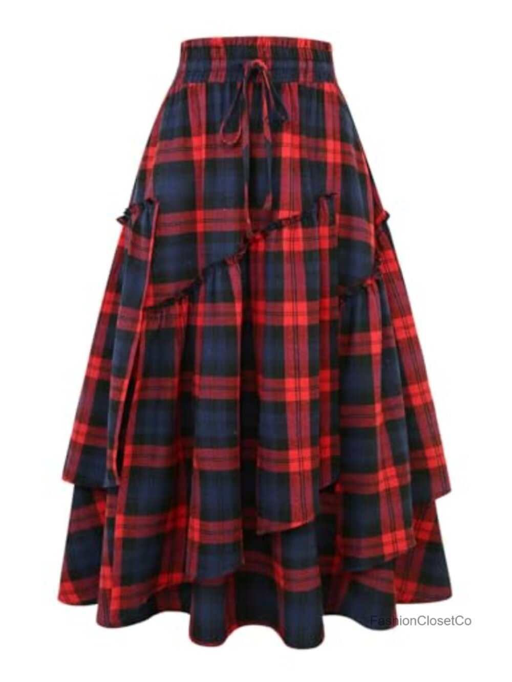 Women's Long Plaid High Waisted Renaissance Maxi Skirt